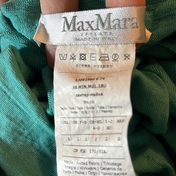 MAX MARA Spilata Size Large Turquoise Green Turtleneck 100% Pure New Wool  $458 - Picture 12 of 15